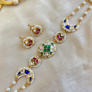 "Emerald Majesty" – Multicolored Necklace Set by Gold n Fibre